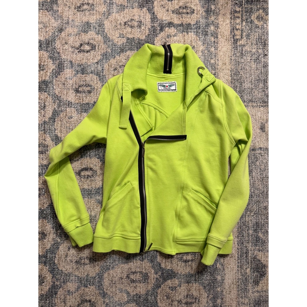 Hard Tail‎ Forever Zip Up Bright Green Size Large Excellent Condition